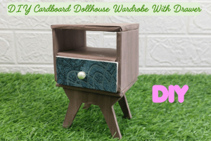DIY Cardboard Dollhouse Wardrobe With Drawer
