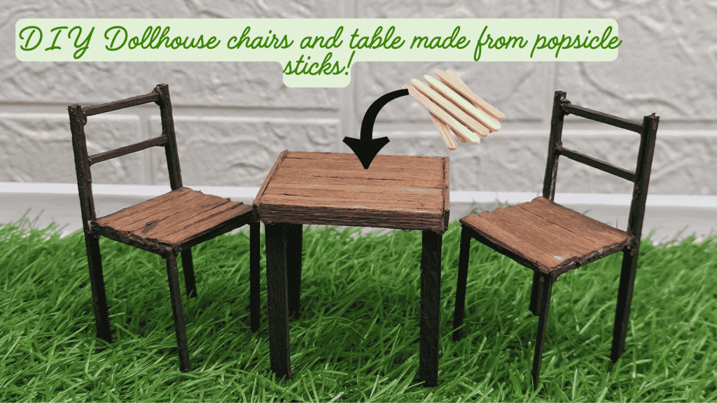 Dollhouse Miniature Table and Chairs From Popsicle Sticks (1:12 Scale) DIY Dollhouse chairs and table made from popsicle sticks
