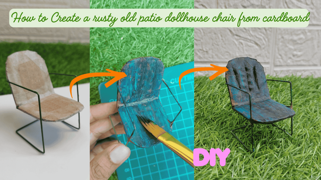 Rusty And old Miniature Garden Chair DIY - Made from Cardboard diy dollhouse old rusty vintage chair from cardboard