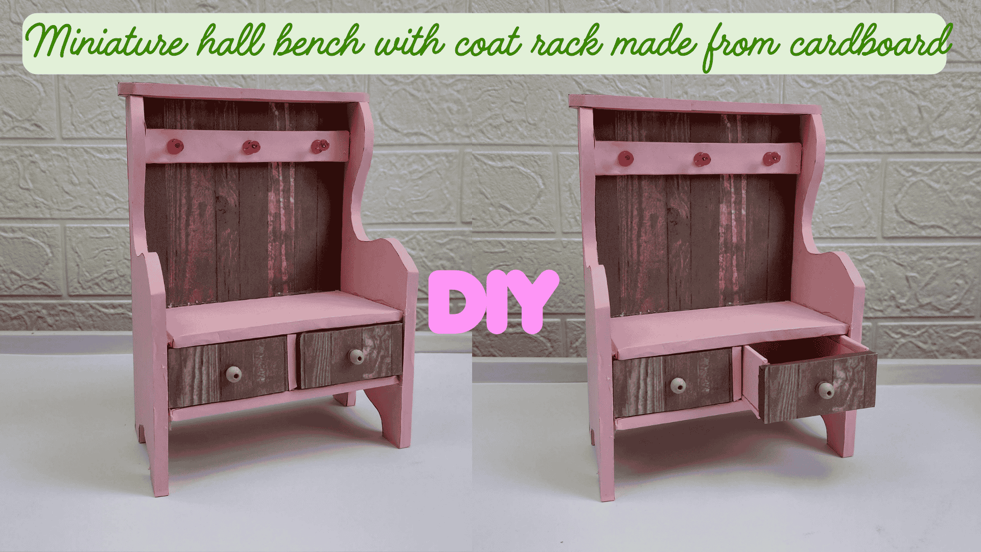 diy miniature halway bench made from cardboard on 1 12 scale