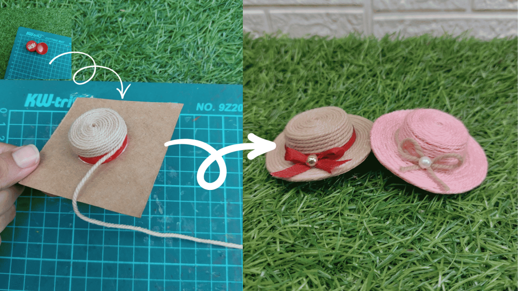 How to Make Miniature Straw Hats from Bottle Caps miniature straw hat tutorial for barbie dolls